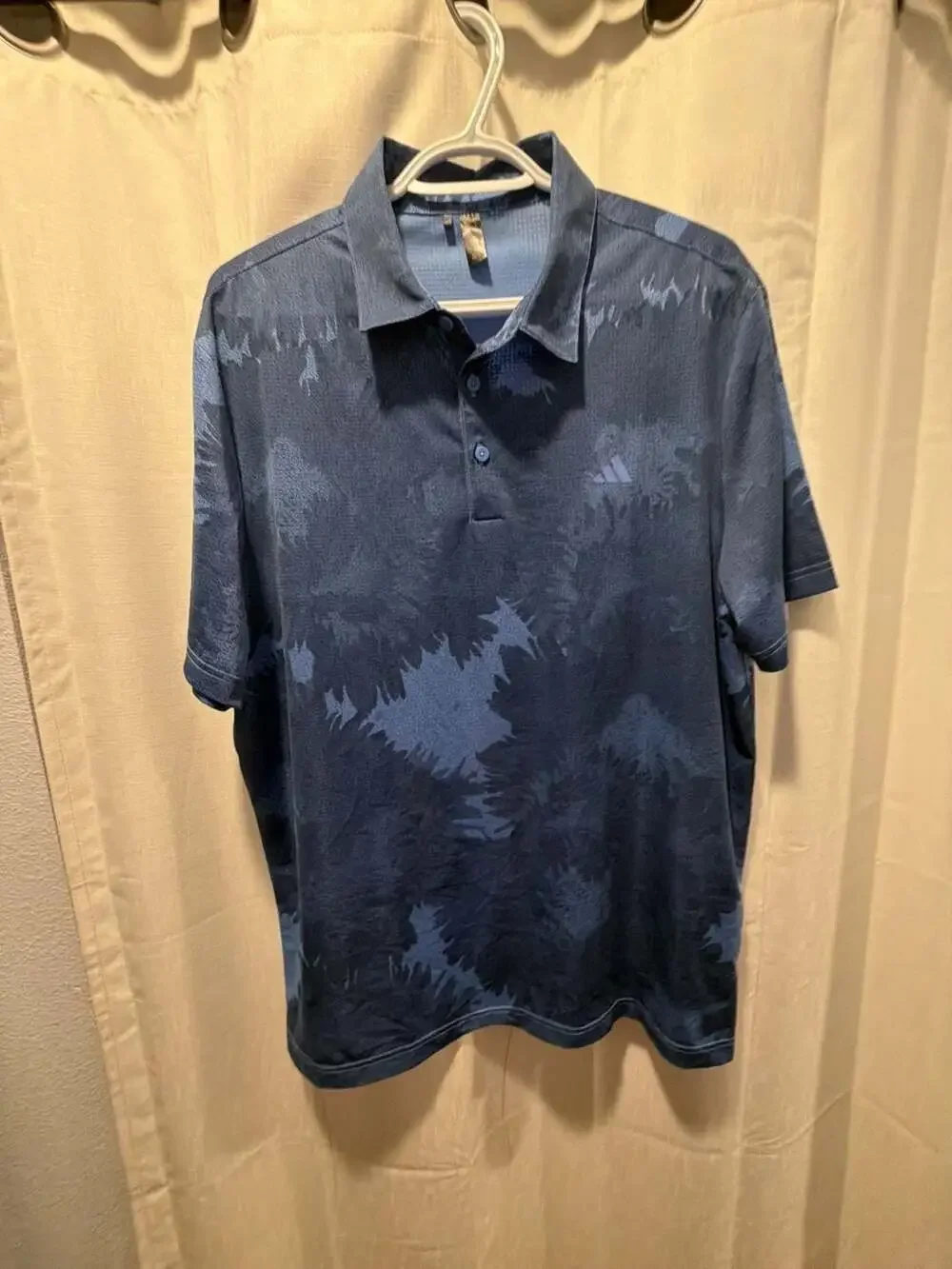 Adidas Flower Mesh Golf Polo Shirt Blue Navy